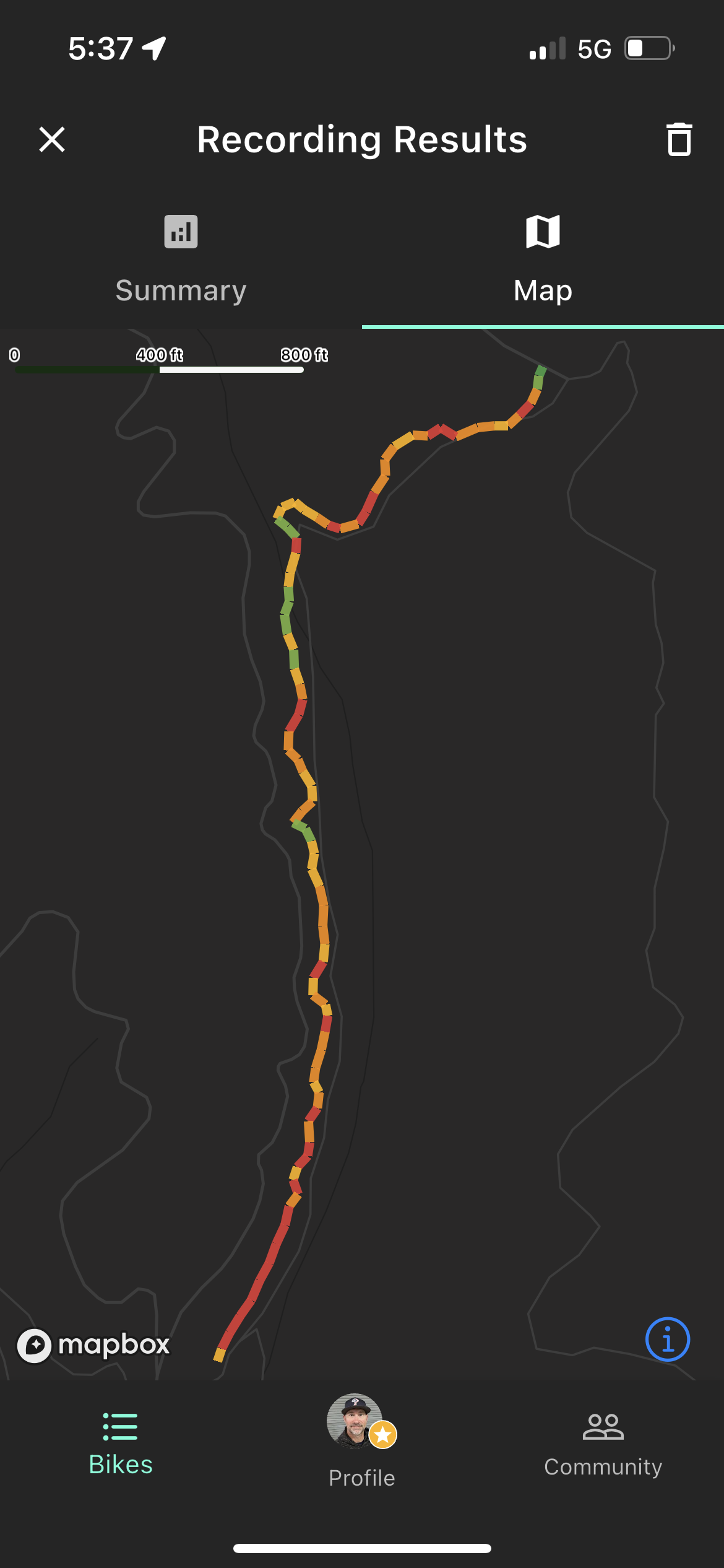Ride results map